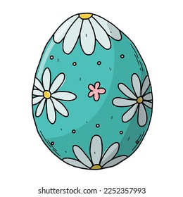 hand drawn isolated Easter egg with flowers for prints, cards, stickers, sublimation, prints, etc. EPS 10