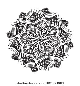 Hand drawn isolated graphic element. Original authentic boho and ethnic style mandala - indian, arabic.