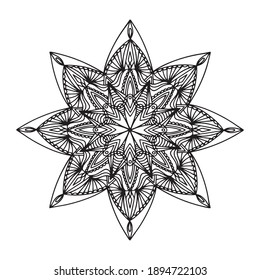 Hand drawn isolated graphic element. Original authentic boho and ethnic style mandala - indian, arabic.