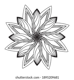 Hand drawn isolated graphic element. Original authentic boho and ethnic style mandala - indian, arabic.