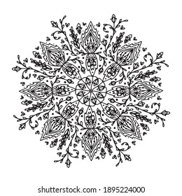 Handgezeichnetes, isoliertes grafisches Element. Original authentischer Boho und ethnischer Stil mandala - indianisch, arabisch.