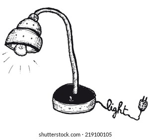 Hand drawn isolated lamp/ Illustration of a doodle hand drawn isolated electric lamp