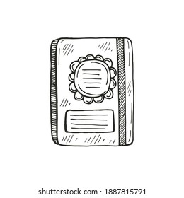 Hand drawn isolated notebook on white background. Vector sketch