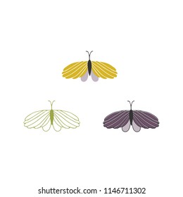 Hand drawn isolated object, vector butterflies. For greeting cards, weddings, stationery, surface design, scrapbooking. Cute hand drawn style. Part of a large collection.