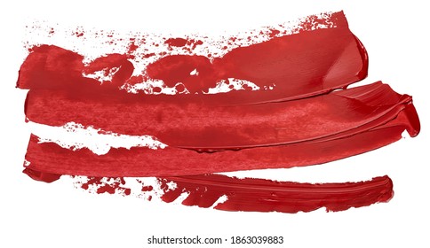 Hand drawn isolated oil paintbrush stripe with deep dirty red color esp 10 vector illustration. Template for your long text atop.