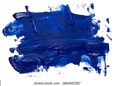 Hand drawn isolated oil paintbrush stripe with deep dirty blue color esp 10 vector illustration. Template for your text atop.