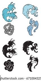 Hand drawn isolated on white background.Water Splash vector set.