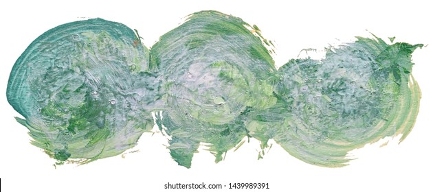Hand drawn isolated paintbrush circles with dirty green color acrylic, EPS10 vector illustration.