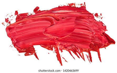 hand drawn isolated paintbrush stripe with dirty red color eps 10 vector illustration.