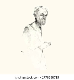 Hand drawn isolated pencil model face