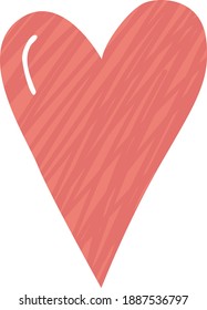 Corazón rojo aislado dibujado a mano con textura esquiva