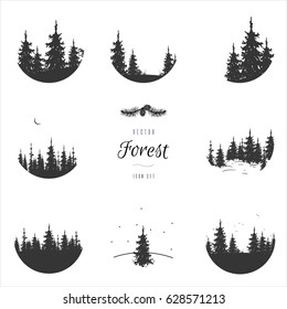 hand drawn isolated set of landscape icon with mountains