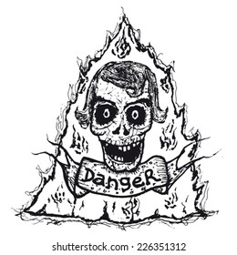Hand drawn isolated skull danger icon/ Illustration of hand drawn isolated skull danger icon