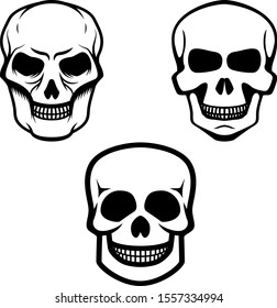 Hand Drawn Isolated Skull Set Vector 
