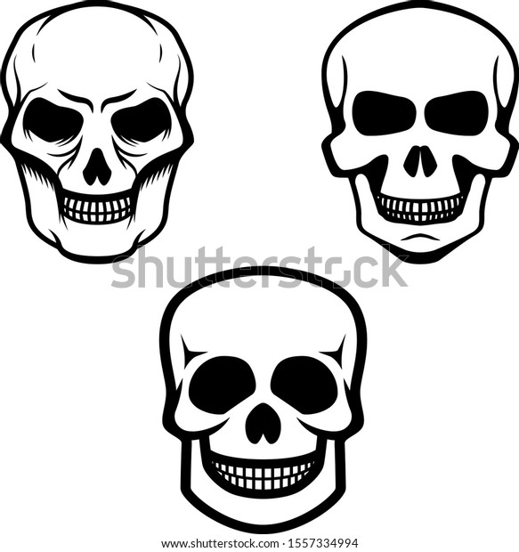 Hand Drawn Isolated Skull Set Vector Stock Vector (Royalty Free ...