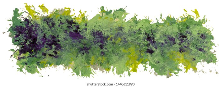 Hand drawn isolated spots acrylic paintbrush stripe with dirty green color, EPS 10 vector illustration.