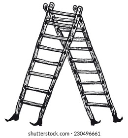 Hand drawn isolated stepladder/ Illustration of hand drawn isolated stepladder