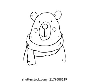 Hand drawn isolated Teddy bear. Doodle vector illustration