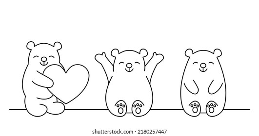 Oso Teddy aislado por mano. Ilustración del vector Doodle
