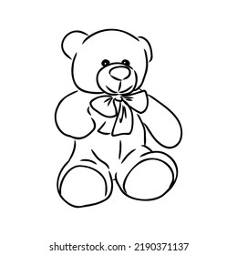 Hand drawn isolated Teddy bear. Doodle vector illustration