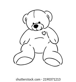 Hand drawn isolated Teddy bear. Doodle vector illustration