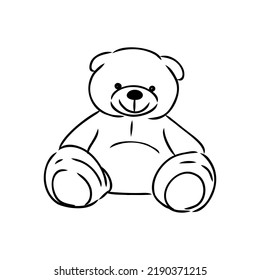 Hand drawn isolated Teddy bear. Doodle vector illustration