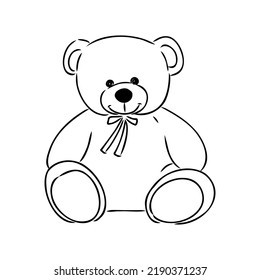 Hand drawn isolated Teddy bear. Doodle vector illustration