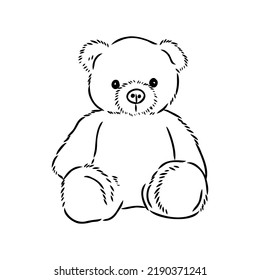 Hand drawn isolated Teddy bear. Doodle vector illustration