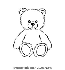 Hand drawn isolated Teddy bear. Doodle vector illustration