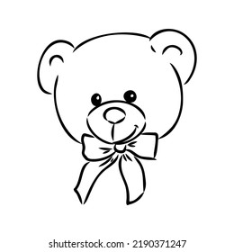 Hand drawn isolated Teddy bear. Doodle vector illustration