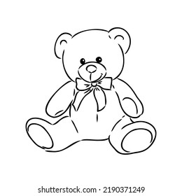 Hand drawn isolated Teddy bear. Doodle vector illustration