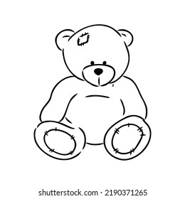 Oso Teddy aislado por mano. Ilustración del vector Doodle