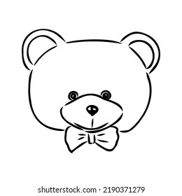 Hand drawn isolated Teddy bear. Doodle vector illustration
