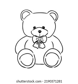 Oso Teddy aislado por mano. Ilustración del vector Doodle