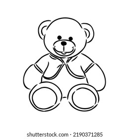Hand drawn isolated Teddy bear. Doodle vector illustration