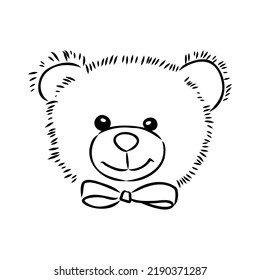 Hand drawn isolated Teddy bear. Doodle vector illustration