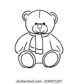 Oso Teddy aislado por mano. Ilustración del vector Doodle