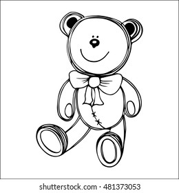 Hand drawn isolated Teddy bear. Doodle vector illustration.
