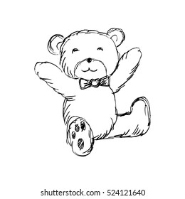 Hand drawn isolated Teddy bear. Doodle vector illustration.