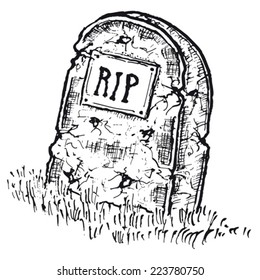 Hand drawn isolated tombstone/ Illustration of hand drawn isolated tombstone with rip inscription