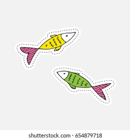 Hand drawn isolated vector illustration lable in patch style. Embroidery, sticker or pin. 