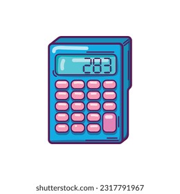 Hand drawn isometric calculator in doodle style isolated on white background
