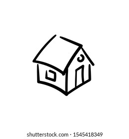 Hand drawn isometric house. Simple vector icon