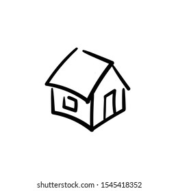 Hand drawn isometric house. Simple vector icon