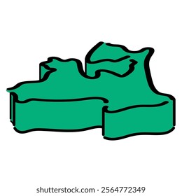 Hand drawn isometric illustration of Aomori prefecture. Color type.