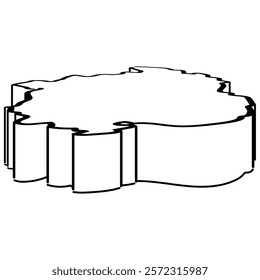 Hand drawn isometric illustration of Shiga Prefecture. Monochrome type.