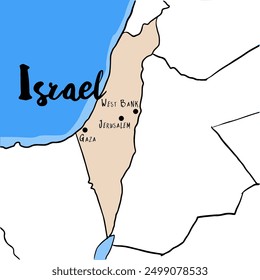 Hand drawn of Israel map, vector 