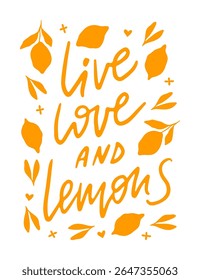 Cartaz de estilo italiano dolce vita desenhado à mão com limões. Verão fruta suculenta amarela e letras citação ilustração vetor isolado no branco. Vida mediterrânea. Desenho de arte amalfitana