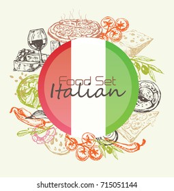 Hand drawn italian food