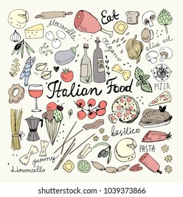 Hand Drawn Italian Food Doodles